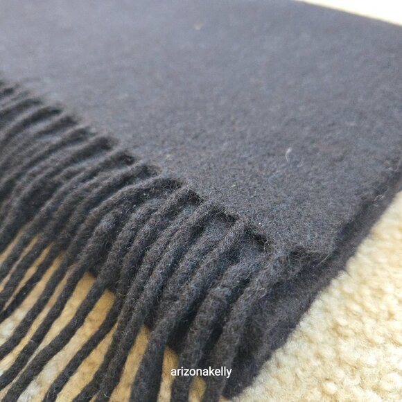 Black Cashmere Scarf With Fringe - Picture 10 of 11